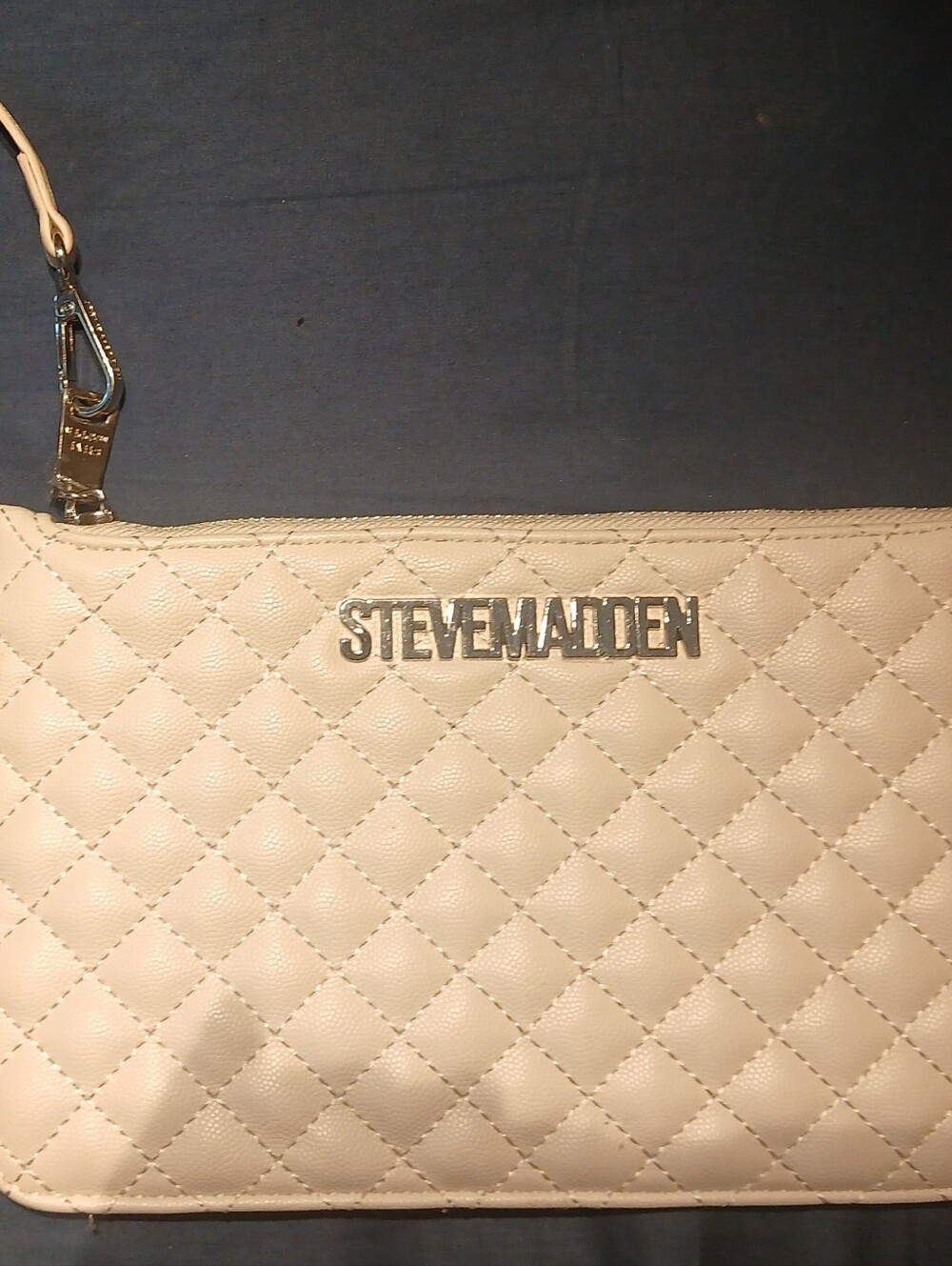 Steve Madden Quilted Wristlet Clutch in Off-White